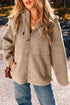 Sherpa Fleece Zip Front Drawstring Hood Drop Shoulder Pocketed Jacket